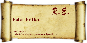 Rohm Erika névjegykártya